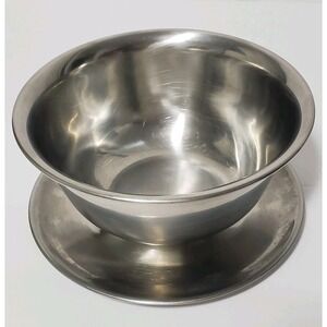Vintage GRAVY BOAT Stainless Steel Saucer Sauce DIP Bowl Denmark Unique MCM